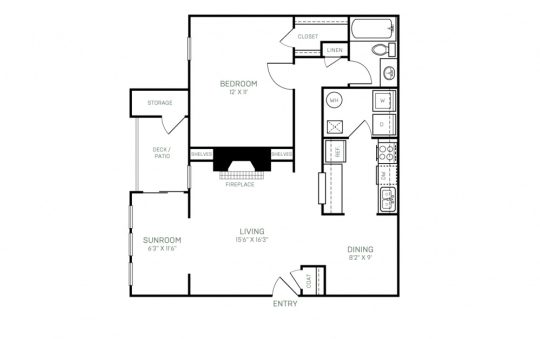 floor plan of a two bedroom apartment at The  Hargrove at Southpoint
