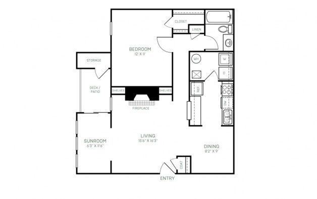 floor plan of a two bedroom apartment at The  Hargrove at Southpoint